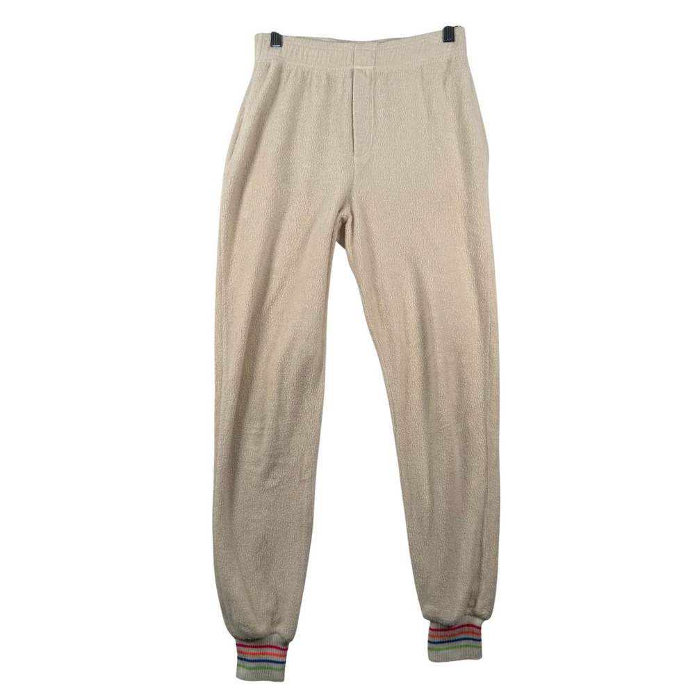 Sundry 0 XS Joggers Sherpa Rainbow Stripe Cuff Sweatpants Cozycore USA Made EUC